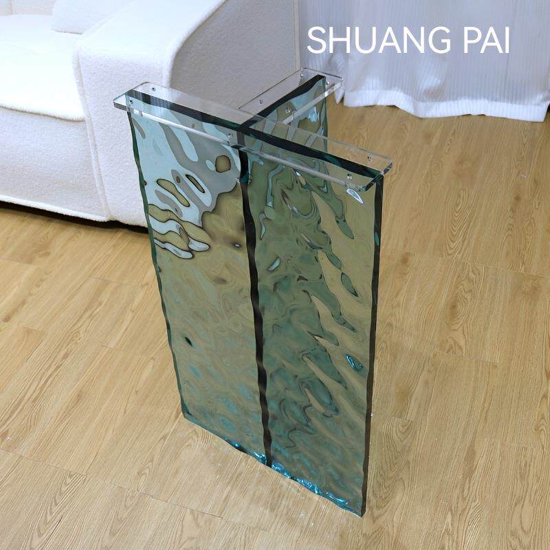 水波纹亚克力桌腿透明悬浮加工T型V型餐桌茶几岛台支架支撑腿桌脚