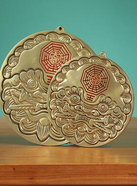 铜八八79咬卦镜狮剑八卦镜卦虎头挂件