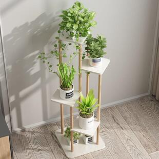 新品 饰客厅简约现代落地多层阳台绿萝多肉实木花 花架置物架室内装