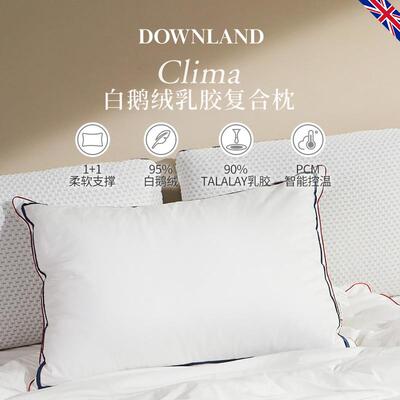 DOWNLAND95白鹅绒乳胶枕头护颈枕助睡眠枕羽绒枕鹅绒枕芯枕头芯