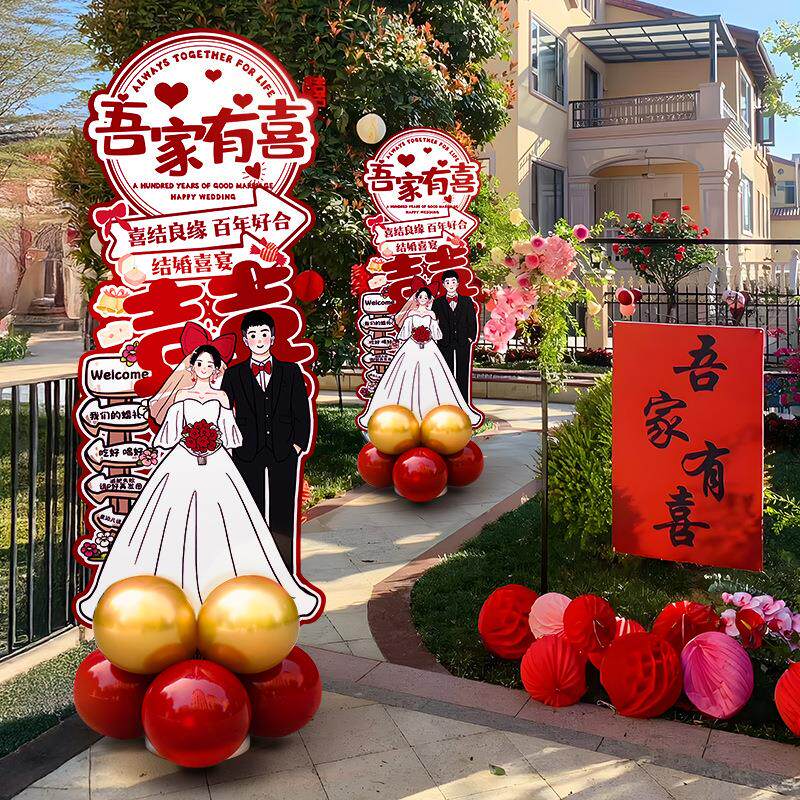 结婚KT路引立柱板婚庆迎宾牌定制订姓名照片婚宴店门口场JHKTLZDZ图片