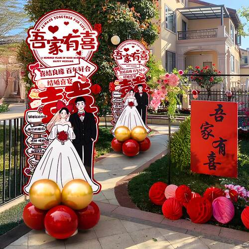 结婚KT路引立柱板婚庆迎宾牌定制订姓名照片婚宴店门口场JHKTLZDZ