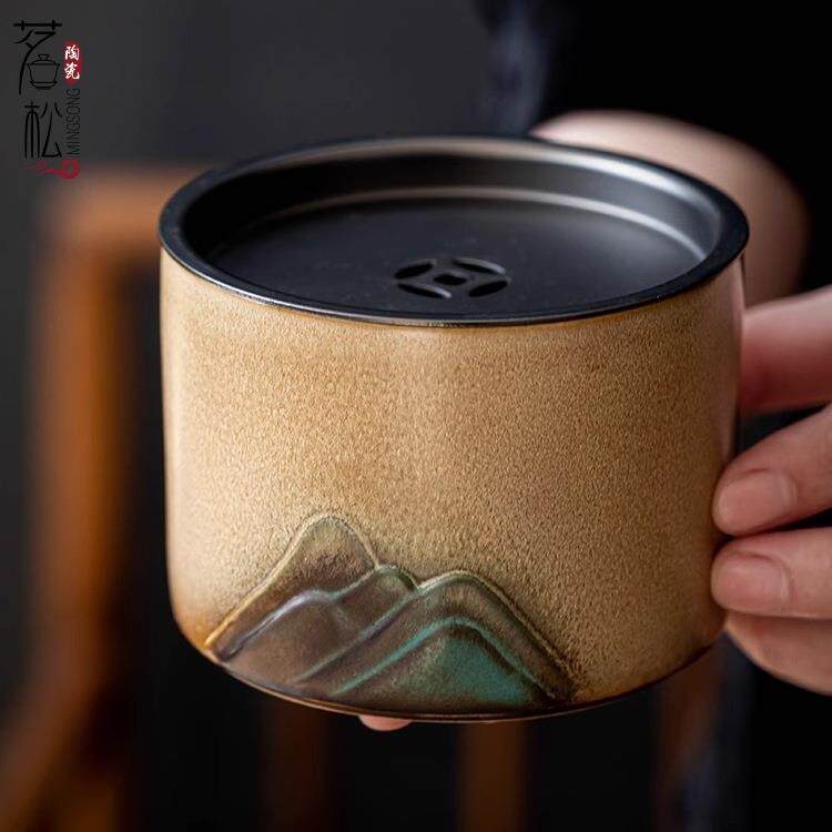 日式家用小号茶水桶茶渣缸功夫茶具配件陶瓷过滤带盖水洗茶洗建水