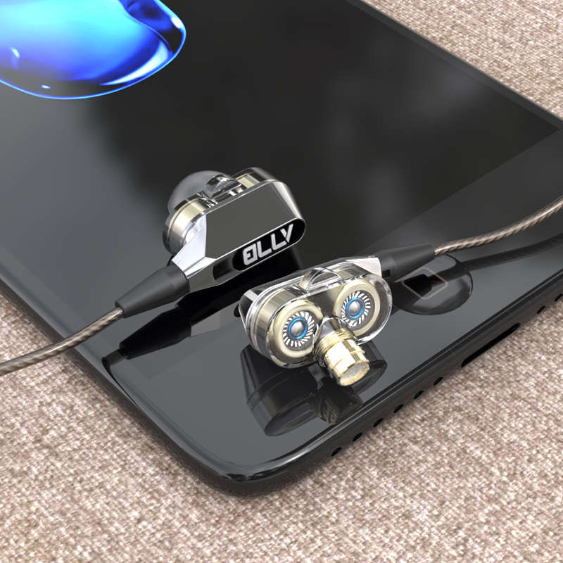 VJJB v1s重低音双动圈耳机手机通用全民K歌 V1入耳式有线高音质