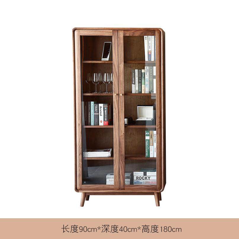 高档手匠北美黑胡桃木书柜全实简木北欧约收纳置物柜厅满墙客架书