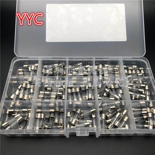 新款直销150个盒装 5x20mm玻璃保险丝 0.1A - 20A保险管套装盒15