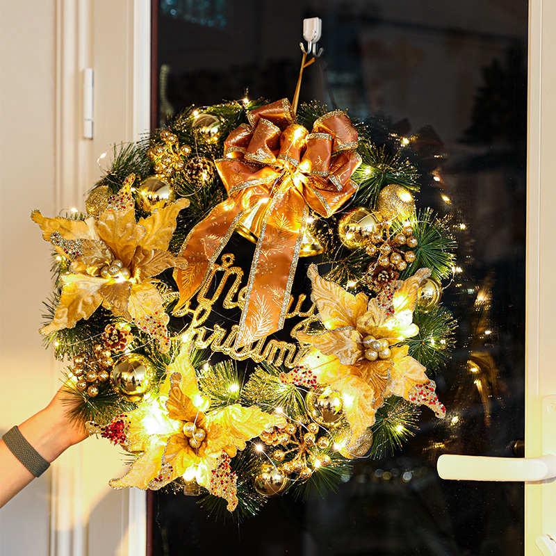 挂窗门加密布置花环氛围挂件摆件墙新款发光挂圣诞橱装饰场景花环
