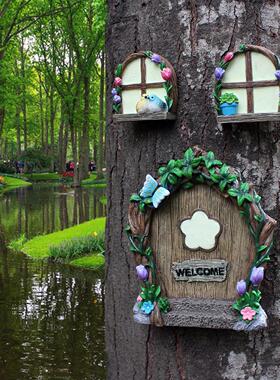 跨境新款门窗套装树挂花园挂饰摆设仿真花蝴蝶夜门窗树挂现货