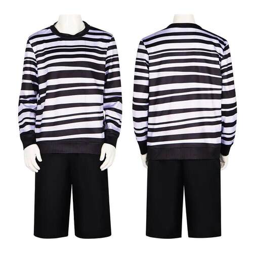 Movie Pugsley Costume Boys Black and White Striped Shirt Add