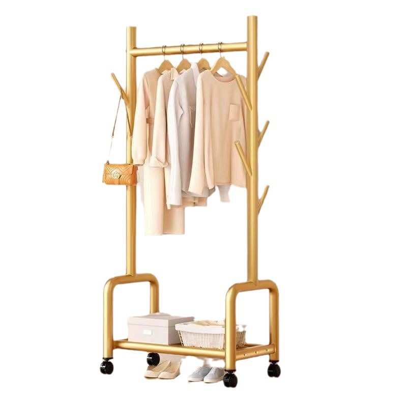 单杆式晾衣架落地简易晾衣杆家用卧室内晒衣架折叠阳台挂衣服架子