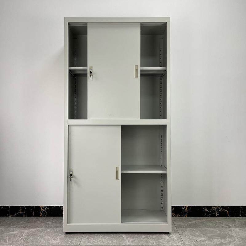 带锁储物资料柜办公室档案文件柜书柜加厚铁皮玻璃移门钢柜凭证柜