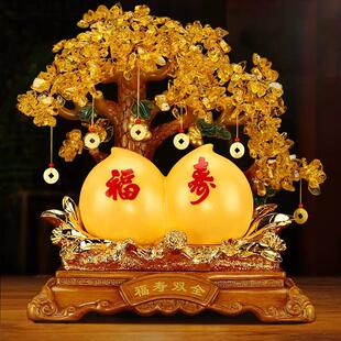 福寿双全发财树寿桃摆件祝贺爷爷奶奶老人过大寿生日送长辈礼物