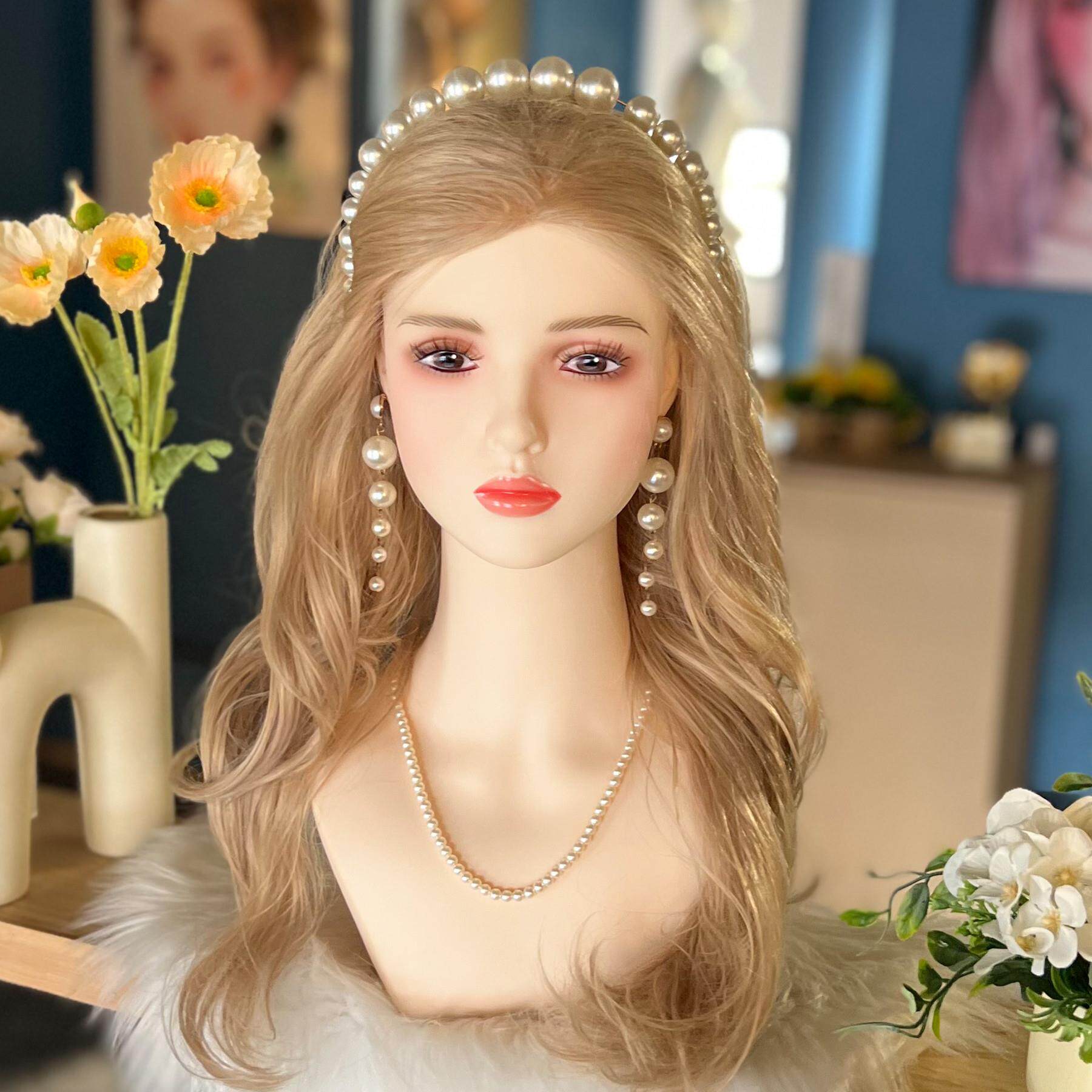 假发项炼耳环展示模特头 美女化妆彷真头模 半身假人头漂亮模型头