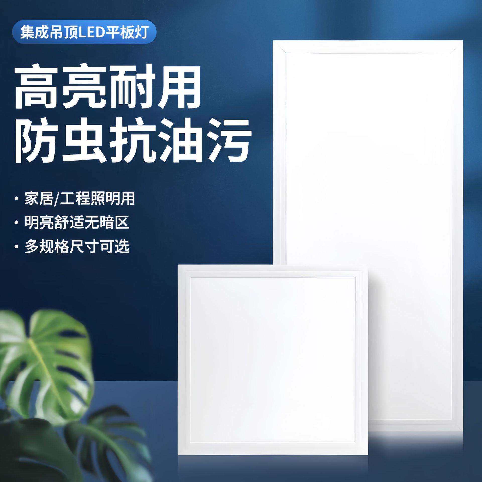 集成LED灯天花面板吊顶灯300*600厨卫灯办公室方形嵌入式平板灯