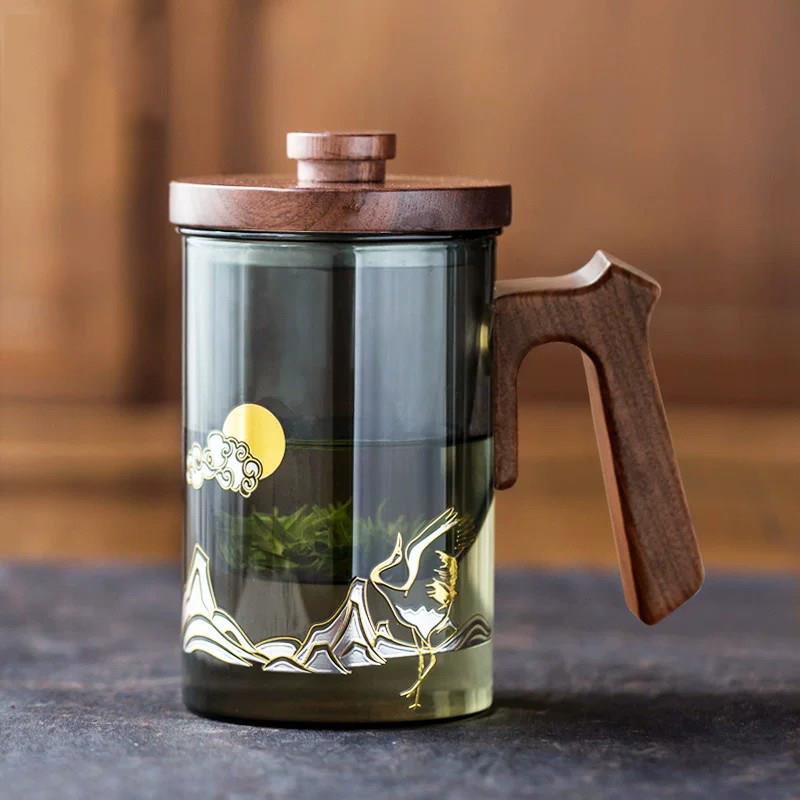 新款高级玻璃茶杯茶水分离办公室男女杯子高档个人专用过滤泡茶杯