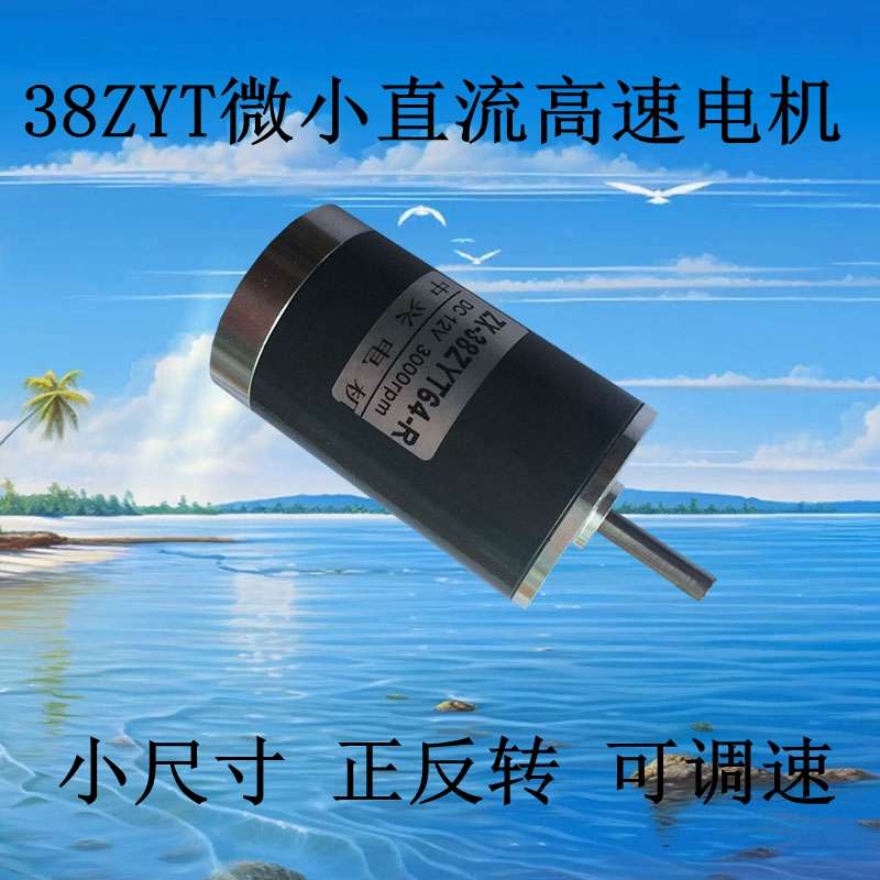 38S微型高速直流小电机 12V24V38MM可调速小马达 正反转快速电机