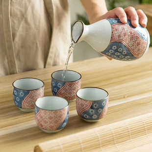 陶瓷酒壶日式 高温釉下彩酒具套装 清酒分酒器一壶四杯家用温酒壶