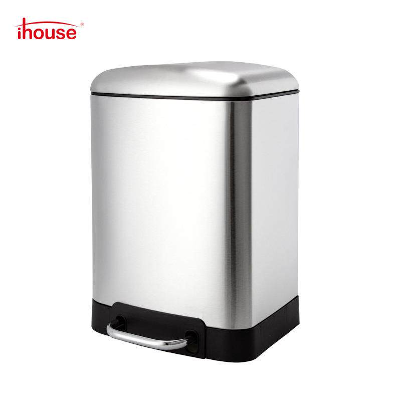 iHouse不锈钢垃圾桶方形静音脚踏式垃圾桶6L家用卫生间纸篓现货