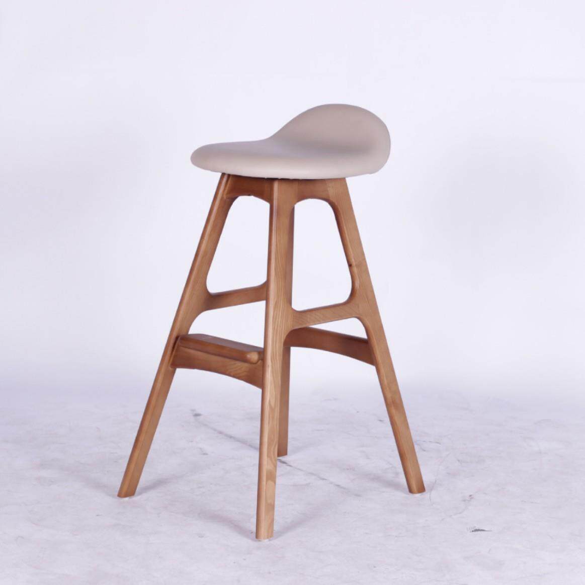 简约北欧现代实木吧椅家用个性高脚凳休闲设计岛台创意时尚酒吧椅