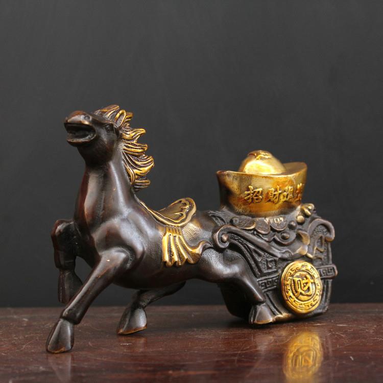 纯铜马拉车摆件点金小号马拉元宝仿古马拉车家居工艺品装饰品摆设