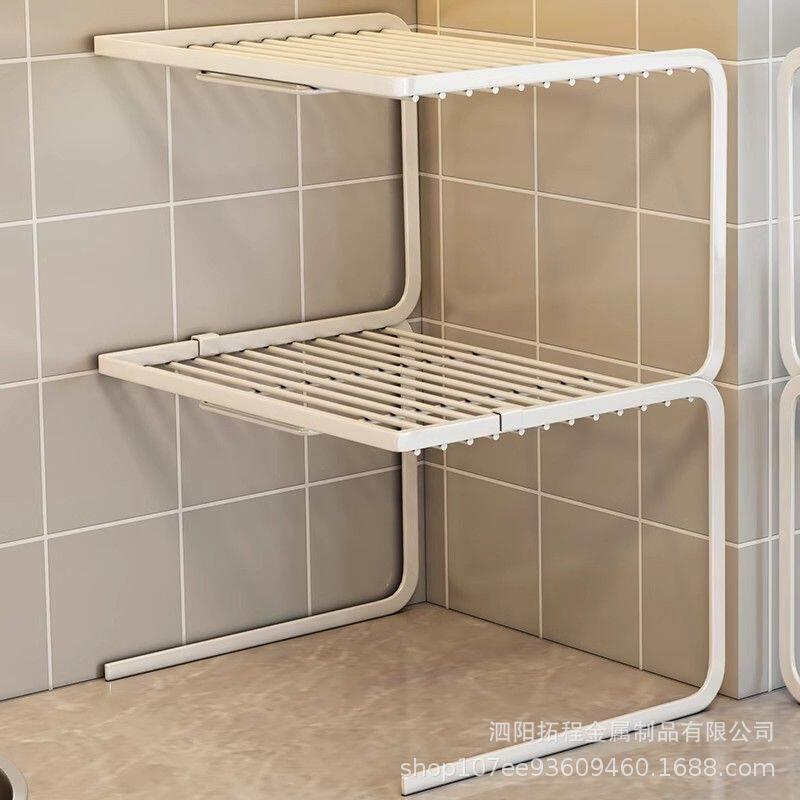 厨房桌面分层架台面置物架锅架神器整体橱柜锅具柜子收纳多层隔板