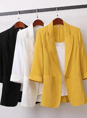 Spring Summer Thin Fashion Blazer Long Sleeve Turndown Colla