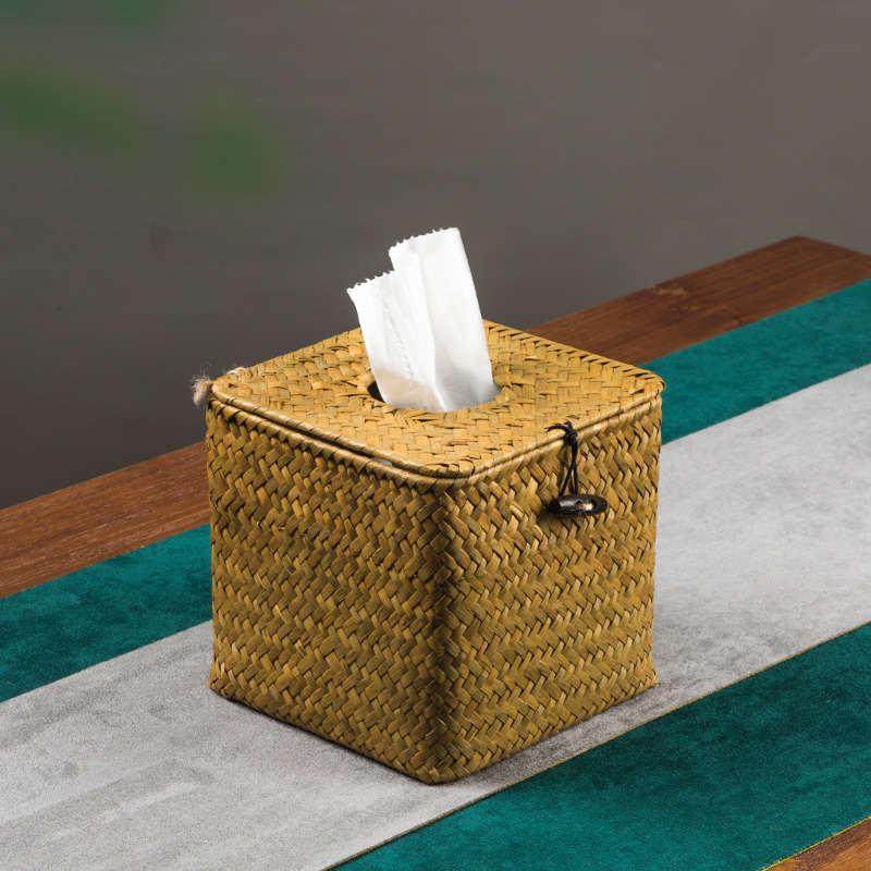 海草编纸巾盒多功能桌面抽纸盒子家用餐巾纸盒创意车载编织收纳盒,家居饰品,装饰纸巾盒,淘宝优惠券,粉丝福利购,淘宝优惠卷