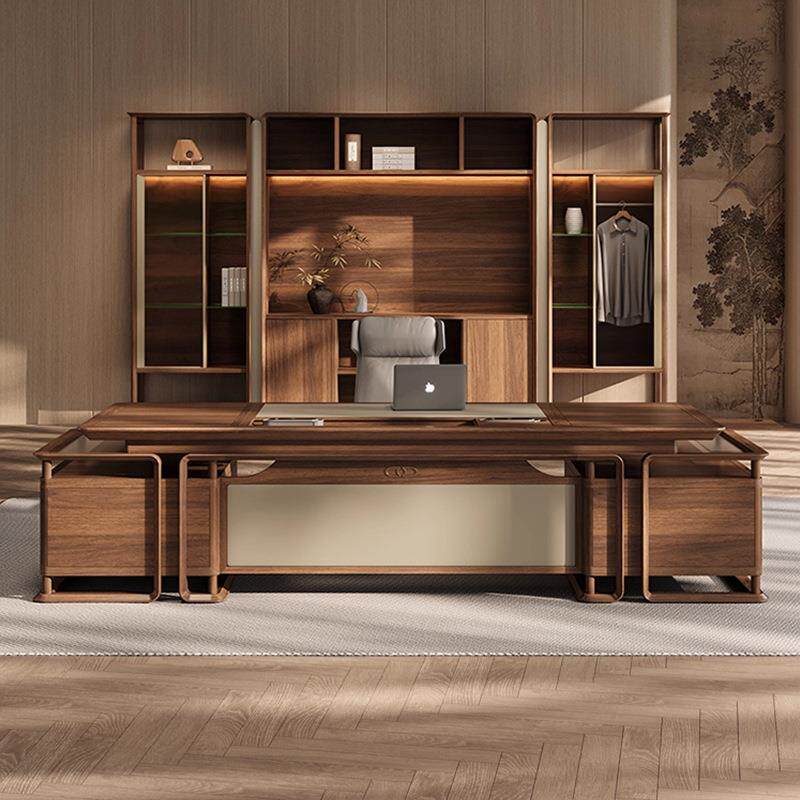 全实木中式办公桌老板桌椅组合办公室总裁桌董事长大班台电脑书桌