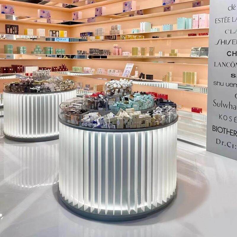 商场美妆展示柜 免税店小样护肤品展柜 美妆集合店中岛环形彩妆柜