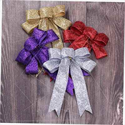 Gold scallion powder locked bow Christmas tree pendant圣诞