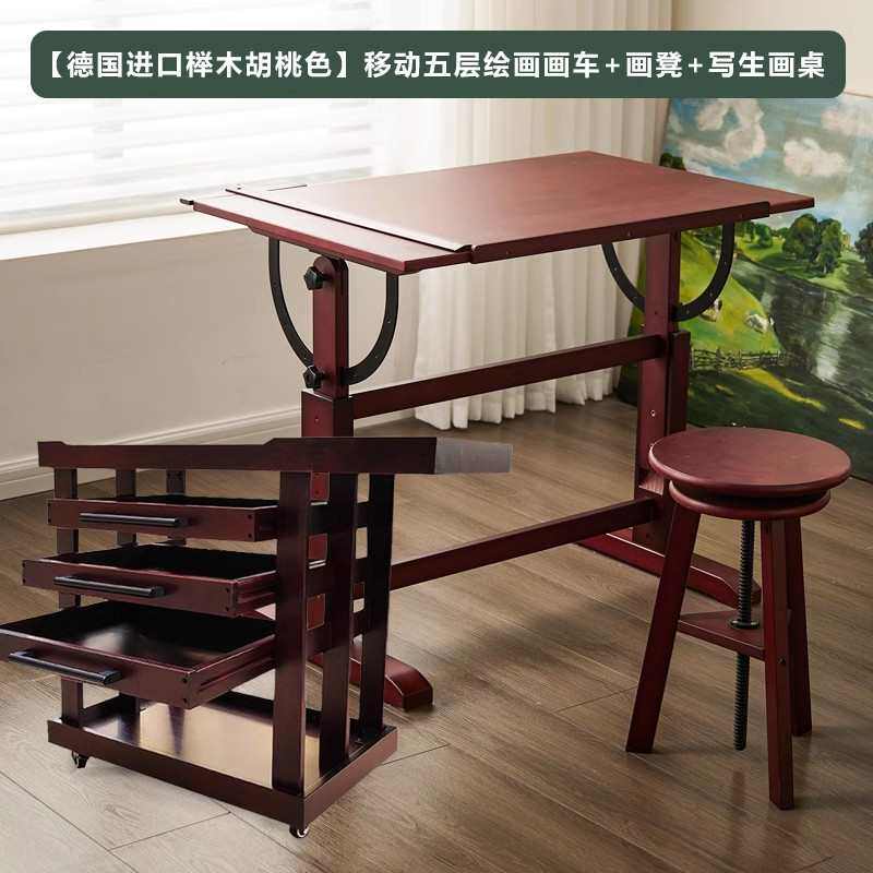 工作室推车素描用品移动专用油画实木车美术车绘画五层美术生