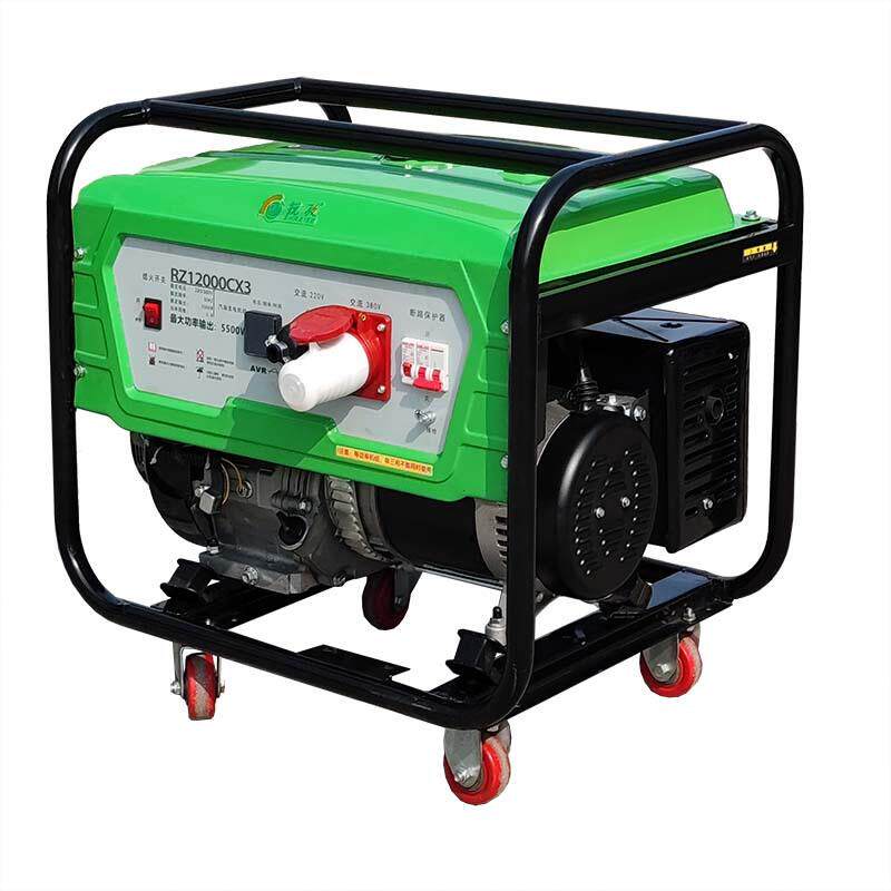 新款8/9kW220V380V单三相等功率手拉起动电启动汽油应急发电机