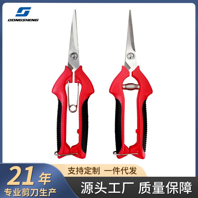 不锈钢摘果剪园林修枝剪树枝果枝疏果剪刀防滑摘果剪刀尖头花艺