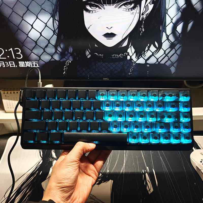 RS7黑雾透侧刻透明双拼机械键盘键帽磁轴OEM客制化键帽满改ez63图片