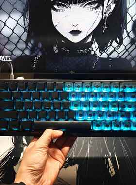 RS7黑雾透侧刻透明双拼机械键盘键帽磁轴OEM客制化键帽满改ez63