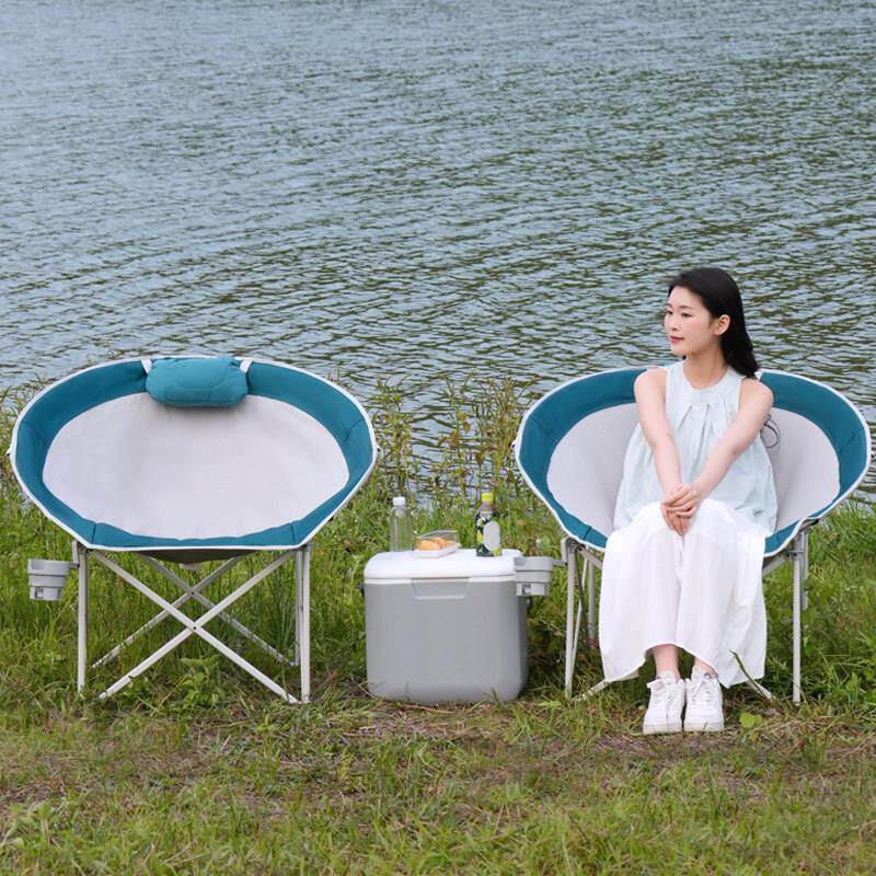 anyplace 折叠椅懒人椅 户外休闲 午休椅简约大号露营月亮椅子可