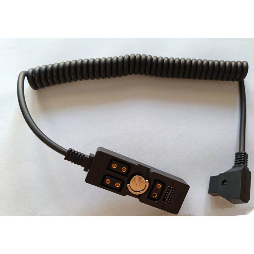 摄像机V口一分四电源线带usb口指示灯B型安东V口D-tap一分四带1/4