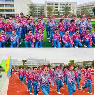 卡拉永远ok舞蹈服失恋阵线联盟儿童演出服8090港风童装复古花衬衫