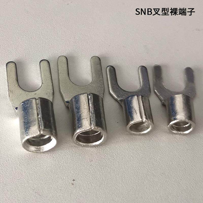 上炬SNB1-5叉形裸端头 Y型冷压接线端子 UT铜鼻子 镀锡焊口M5线耳