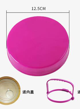 方格玻璃瓶内外盖泡酒瓶盖子紫色配件提手泡菜坛套装圆盖加厚款