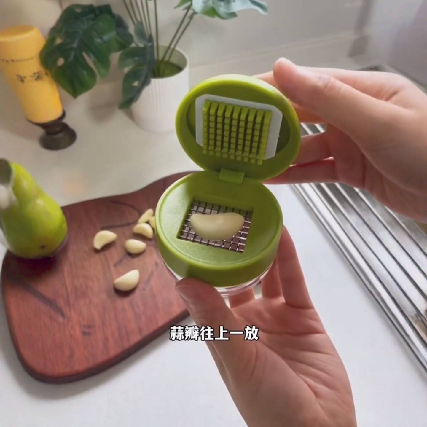 便携式手动蒜末粉碎器厨房蒜泥器小工具多功能切蒜器家用蒜蓉神器