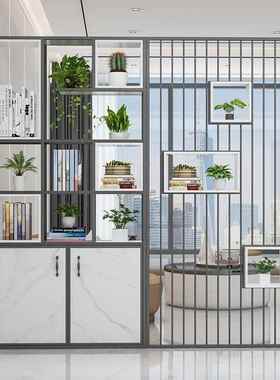 铁艺屏风隔断办公室置物架书架落地客厅现代玄关柜装饰架储物柜