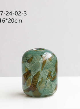 餐桌复古斑纹家居装饰台面客厅中式渐简约玄关新装玻璃花瓶软变绿