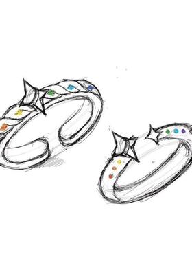 原创 le情侣对戒小众设计简约百搭高级感时尚个性独特开口指环纪