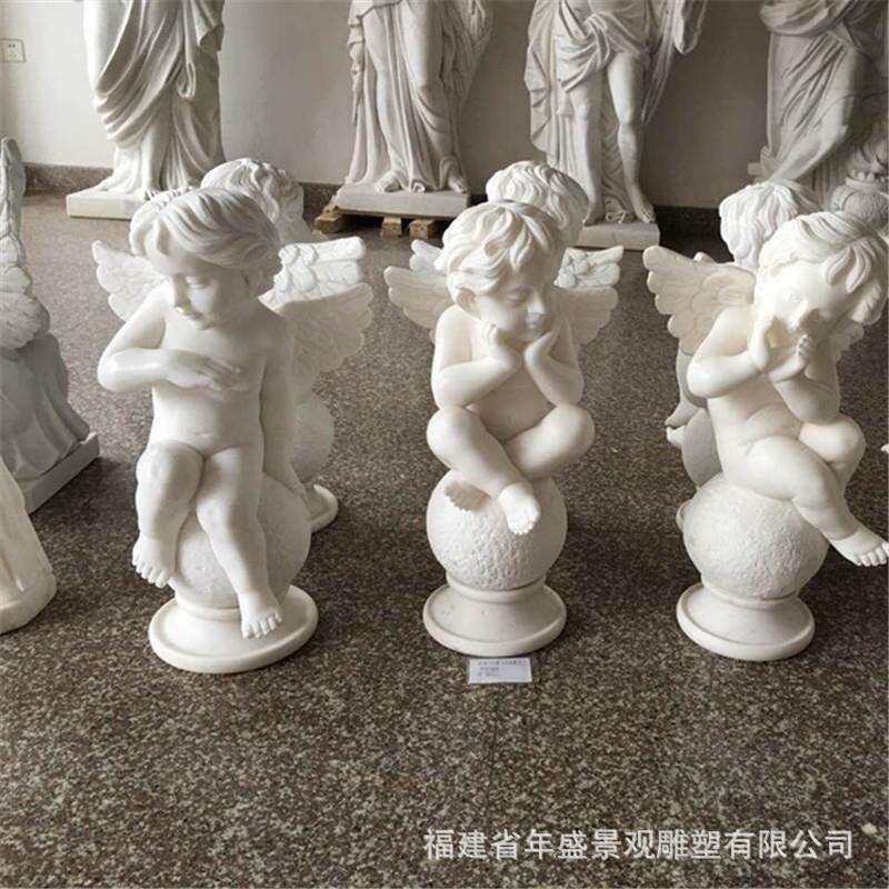 西方居家摆设 欧式小天使雕像 大理石汉白玉工艺品摆件 石雕厂家