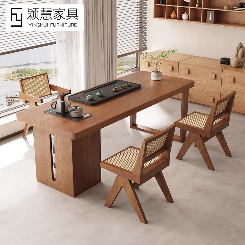 茶桌阳台家用茶台实木客厅茶几小户型简约办公泡茶桌椅组合