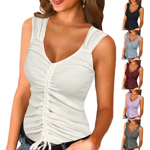 Women's drawstring vest top T-shirt for women