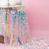 粉系拍照摄影布 饰布置环境搭配桌布挂布 亮片鱼鳞幻彩背景布 装