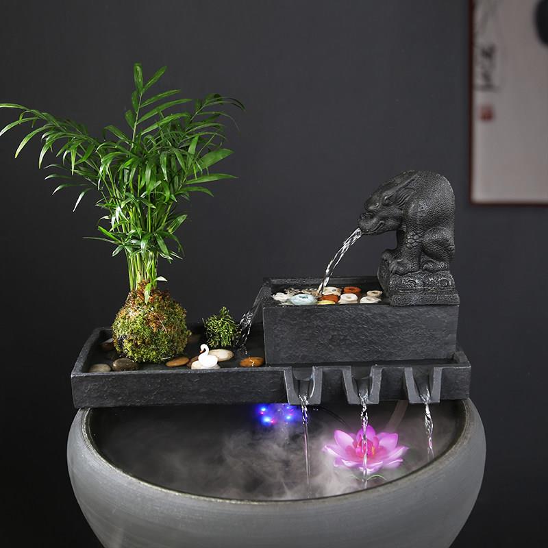 鱼缸造景流水摆件 开运风水陶瓷循环增氧器
