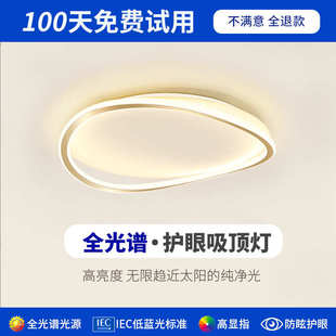 创意圆形温馨led卧室灯 全光谱护眼吸顶灯现代家用轻奢书房个性